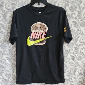 Nike Black Tee with Pink and Green Burger Design